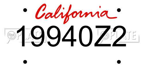19940Z2 California License Plate
