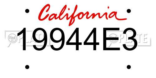 19944E3 California License Plate