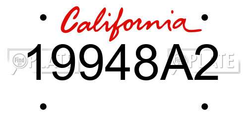 19948A2 California License Plate