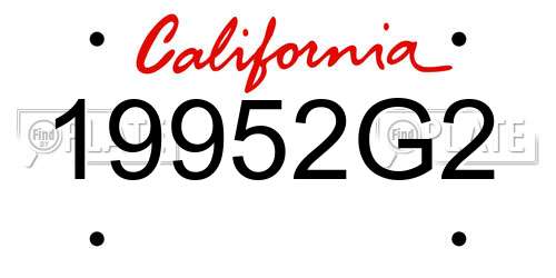 19952G2 California License Plate