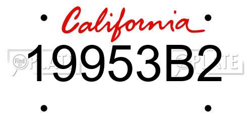 19953B2 California License Plate