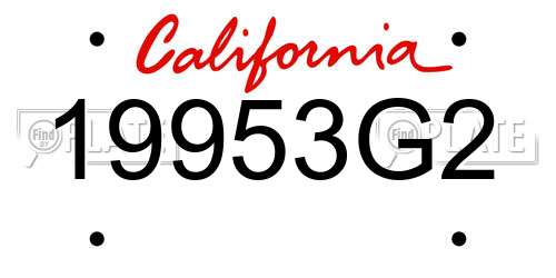 19953G2 California License Plate