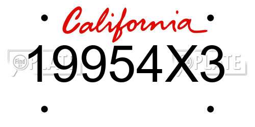 19954X3 California License Plate