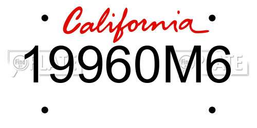 19960M6 California License Plate