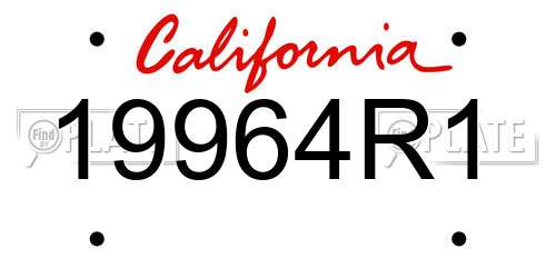19964R1 California License Plate