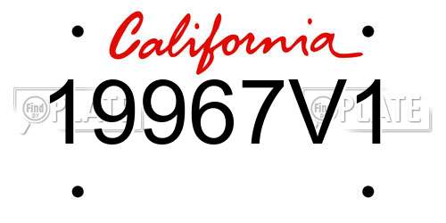 19967V1 California License Plate