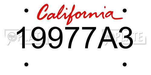 19977A3 California License Plate