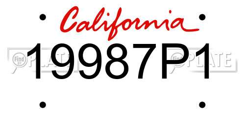 19987P1 California License Plate