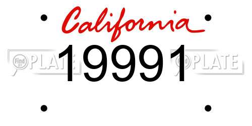 19991 California License Plate