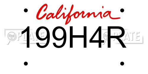 199H4R California License Plate