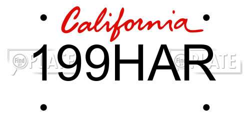 199HAR California License Plate