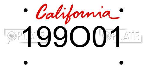 199O01 California License Plate
