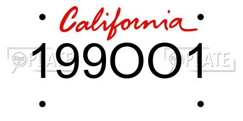 199OO1 California License Plate