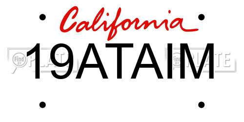 19ATAIM California License Plate