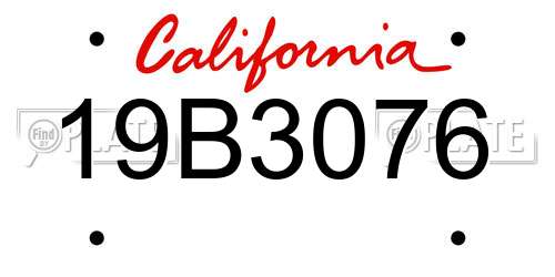 19B3076 California License Plate