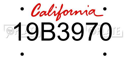 19B3970 California License Plate