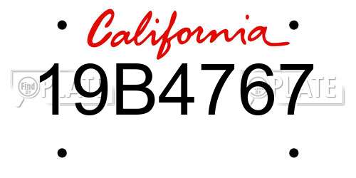 19B4767 California License Plate