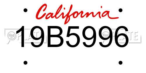 19B5996 California License Plate