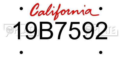 19B7592 California License Plate