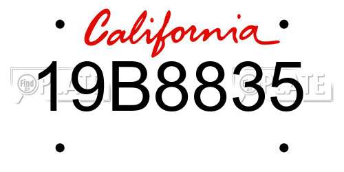 19B8835 California License Plate