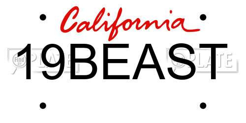 19BEAST California License Plate