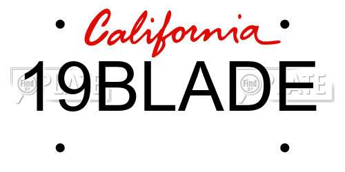 19BLADE California License Plate