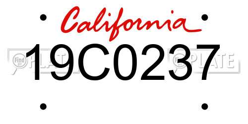 19C0237 California License Plate
