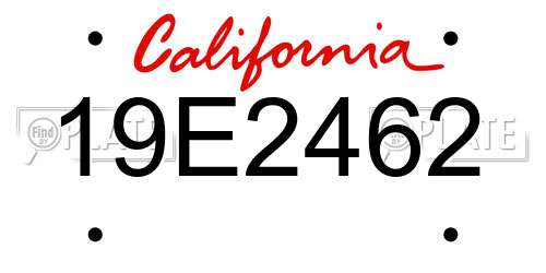 19E2462 California License Plate