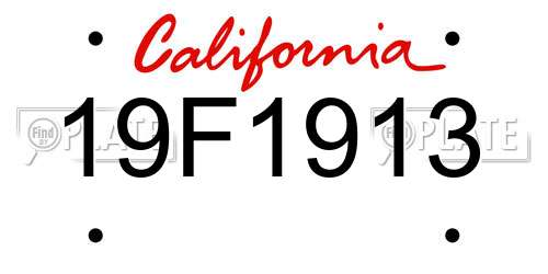 19F1913 California License Plate