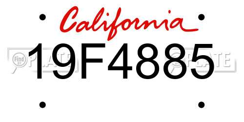 19F4885 California License Plate