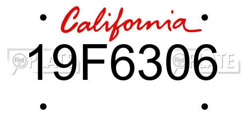 19F6306 California License Plate