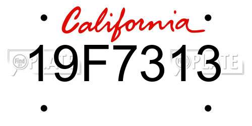 19F7313 California License Plate