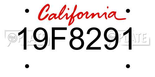 19F8291 California License Plate