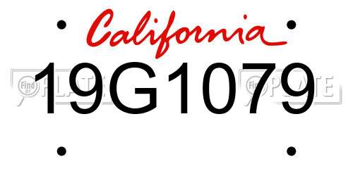 19G1079 California License Plate