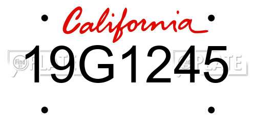 19G1245 California License Plate