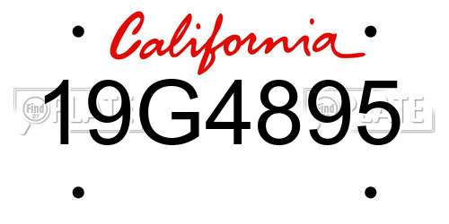 19G4895 California License Plate