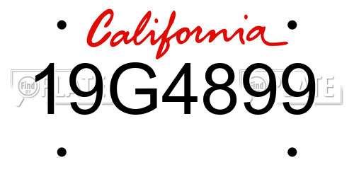 19G4899 California License Plate