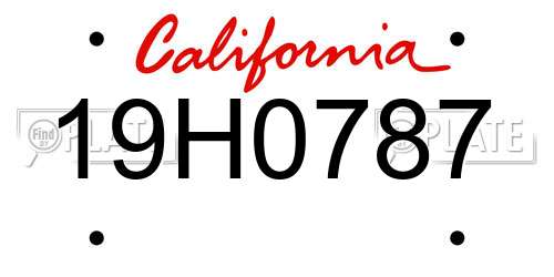 19H0787 California License Plate