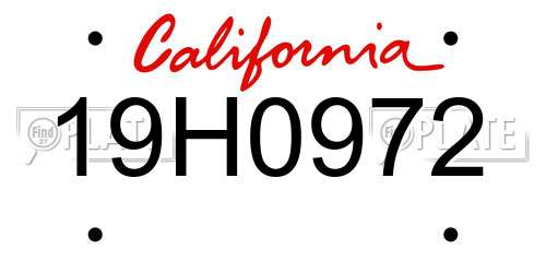 19H0972 California License Plate