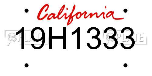 19H1333 California License Plate