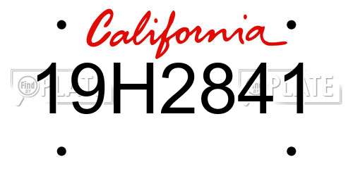 19H2841 California License Plate