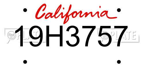 19H3757 California License Plate