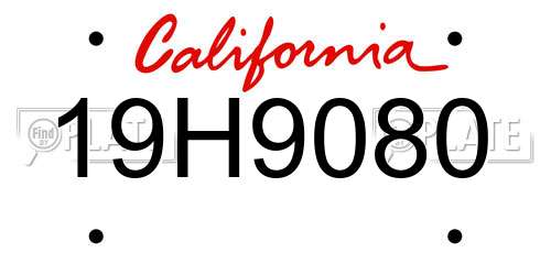 19H9080 California License Plate