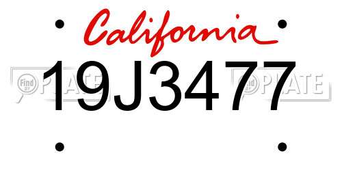 19J3477 California License Plate
