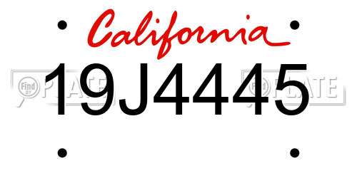 19J4445 California License Plate