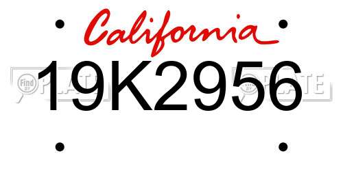 19K2956 California License Plate