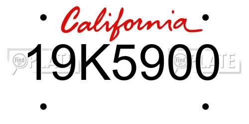19K5900 California License Plate
