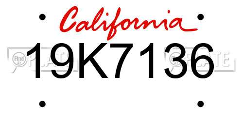 19K7136 California License Plate