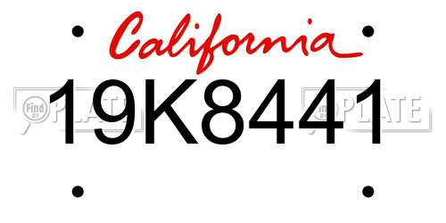 19K8441 California License Plate