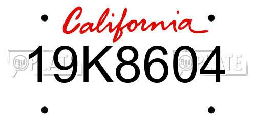 19K8604 California License Plate